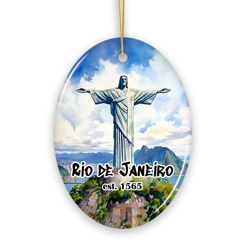 Christ the Redeemer Ornament, Brazilian Christmas Gift, Rio de Janeiro Souvenir Ceramic Ornament OrnamentallyYou 
