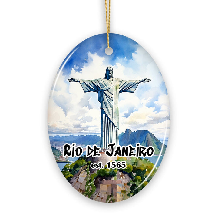 Christ the Redeemer Ornament, Brazilian Christmas Gift, Rio de Janeiro Souvenir Ceramic Ornament OrnamentallyYou 