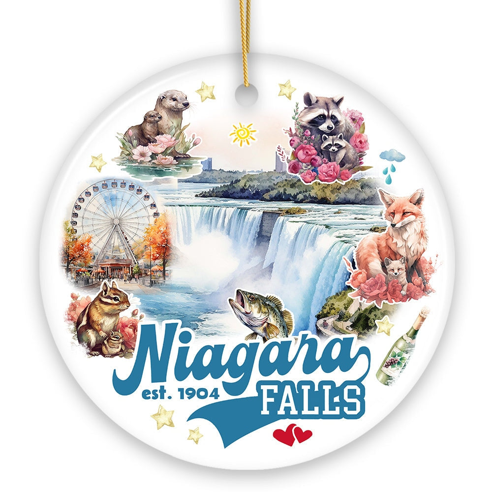 Classically Artistic Niagara Falls Art Ornament, Canadian and New York Paradise Souvenir Ceramic Ornament OrnamentallyYou 