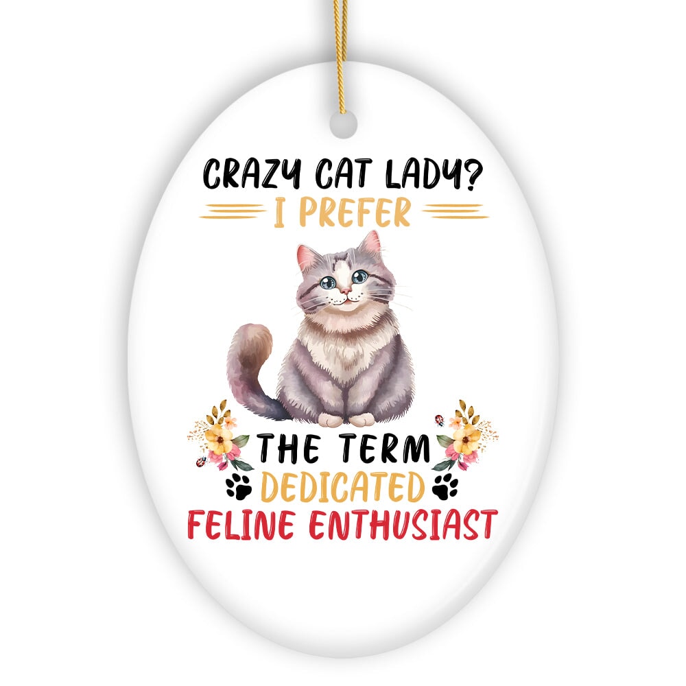 Crazy Cat Lady Ceramic Ornament, Cute and Funny Christmas Gift Ceramic Ornament OrnamentallyYou 