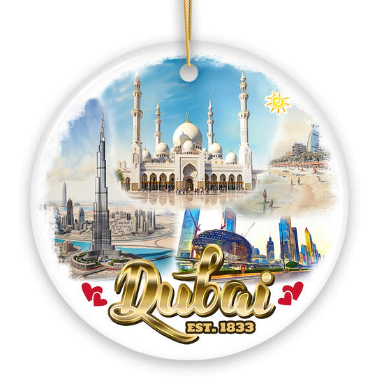 Creative Dubai Modern Heritage Holiday Decoration, Memorable Memento and Present Ceramic Ornament OrnamentallyYou 
