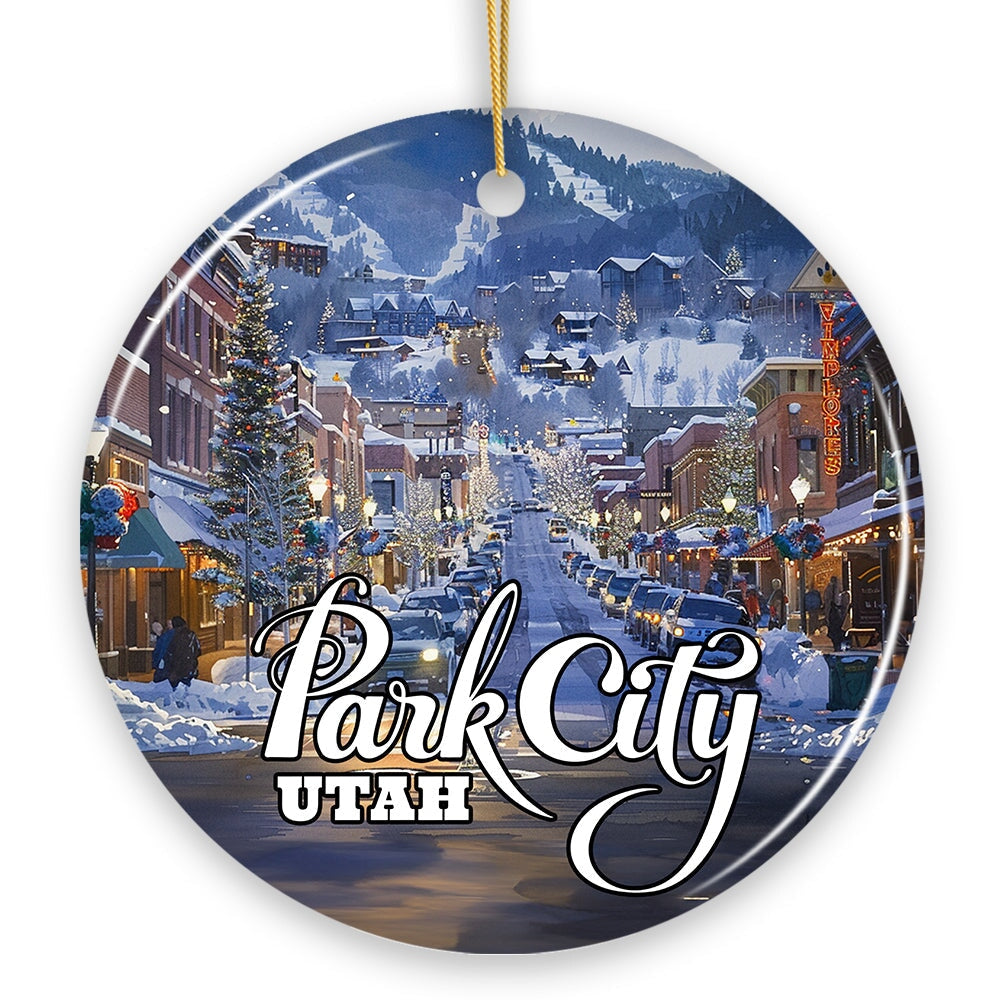 Culturally Artistic Park City Ceramic Ornament, Utah Picturesque Mountain Town Christmas Souvenir Ceramic Ornament OrnamentallyYou 