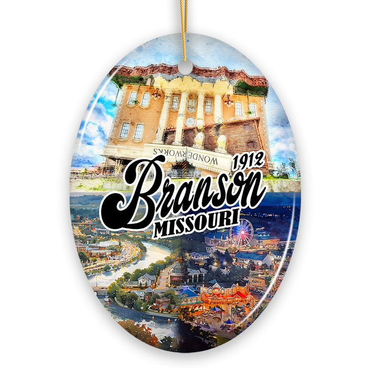Culturally Vibrant Branson City Ceramic Ornament, Missouri Souvenir and Christmas Tree Decor Ceramic Ornament OrnamentallyYou 