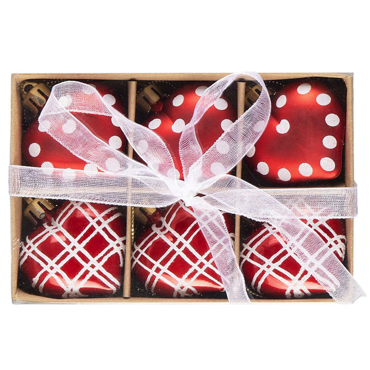 Cute and Glamorous Heart Shaped Christmas Ornament Set, 6 Shatterproof Love Baubles Ornament Bundle OrnamentallyYou 