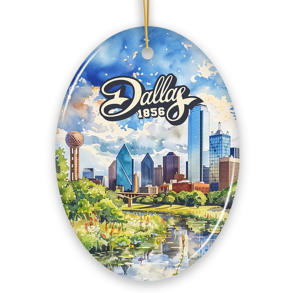 Dallas City Artistic Ceramic Ornament, Texas Souvenir and Christmas Decoration Keepsake Ceramic Ornament OrnamentallyYou 