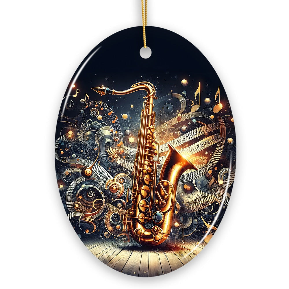 Enchanting Melodic of an Elegant Saxophone Ceramic Ornament, Saxophonist Musician Gift Ceramic Ornament OrnamentallyYou 