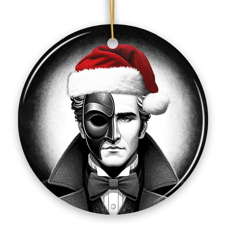 Enigmatic Phantom of the Opera with Santa Hat Ornament, Captivating Halloween Tree Keepsake Christmas Decor Ceramic Ornament OrnamentallyYou 