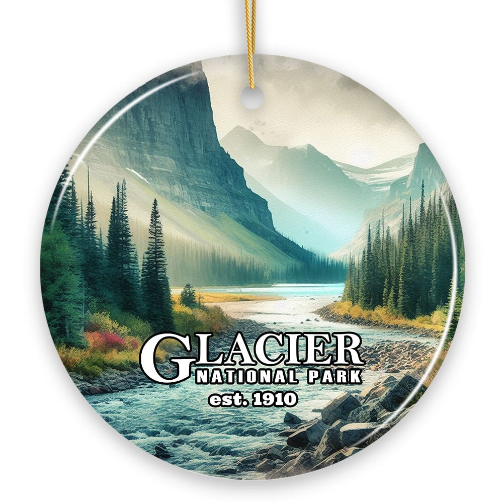 Glacier National Park Serene Nature Ornament, Traveler Christmas Gift and Montana Souvenir Ceramic Ornament OrnamentallyYou 