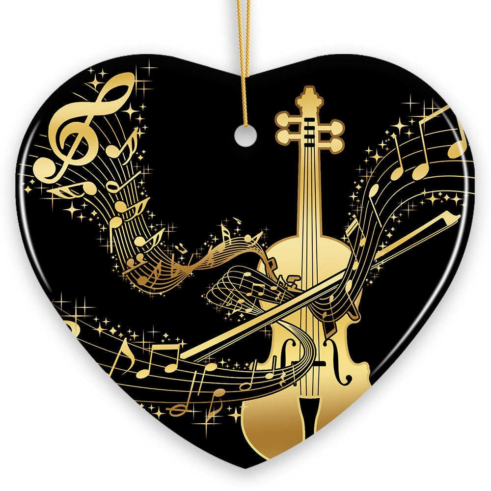Golden Symphony of Violin Ornament, Serenade of Harmonious Melodies, Gift for Music Lovers Ceramic Ornament OrnamentallyYou 
