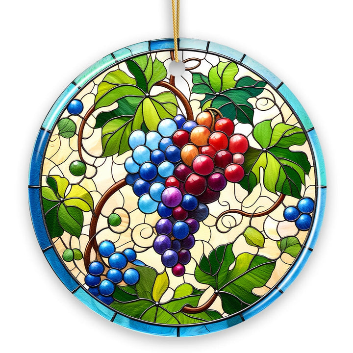 Grape Window Art Stained Glass Style Ceramic Ornament, Christmas Gift and Decor Ceramic Ornament OrnamentallyYou 