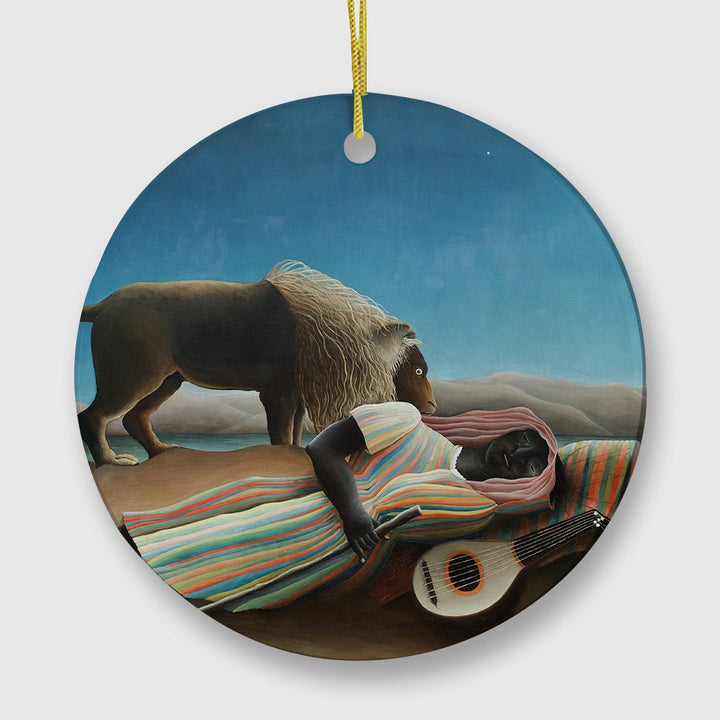 Henri Rousseau the Sleeping Gypsy Ornament, Famous Painting Christmas Decoration Souvenir Ceramic Ornament OrnamentallyYou 
