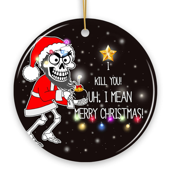 Hilarious Skeleton Bomber Christmas Ornament, Bomb for a Present Funny Comedy Gift Ceramic Ornament OrnamentallyYou 