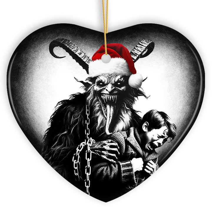 Horrifying Krampus With Santa Hat Ceramic Ornament, Keepsake For Unique Halloween Tree Christmas Decor Ceramic Ornament OrnamentallyYou 