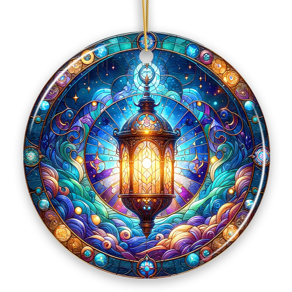 Illustrious Lantern Stained Glass Style Ceramic Ornament, Christmas Gift and Decor Ceramic Ornament OrnamentallyYou 