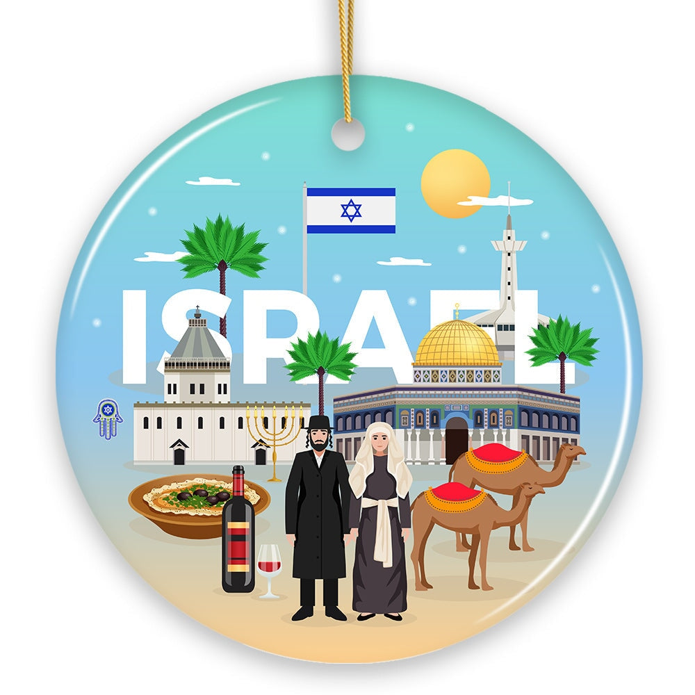 Israel Heritage and Culture Christmas Ornament, Religious Jewish Icons and Star of David Ceramic Ornament OrnamentallyYou 