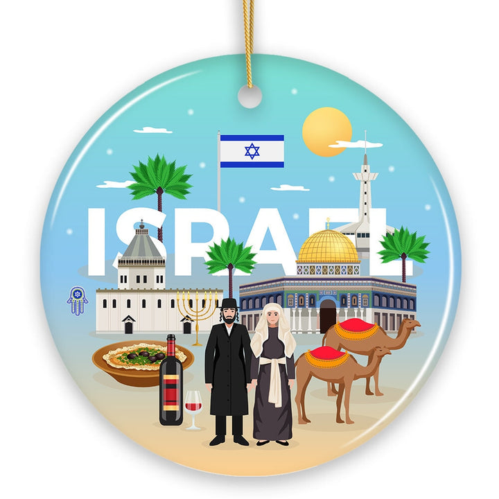Israel Heritage and Culture Christmas Ornament, Religious Jewish Icons and Star of David Ceramic Ornament OrnamentallyYou 
