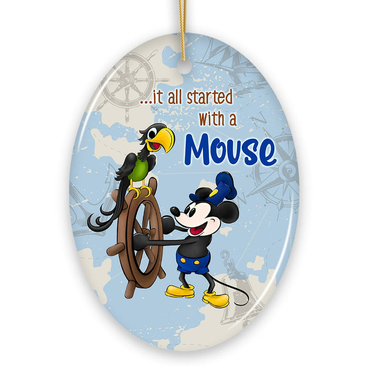 It All Started With a Mouse Quote Ornament, Inspiring Steamboat Willie Christmas Gift Ceramic Ornament OrnamentallyYou 