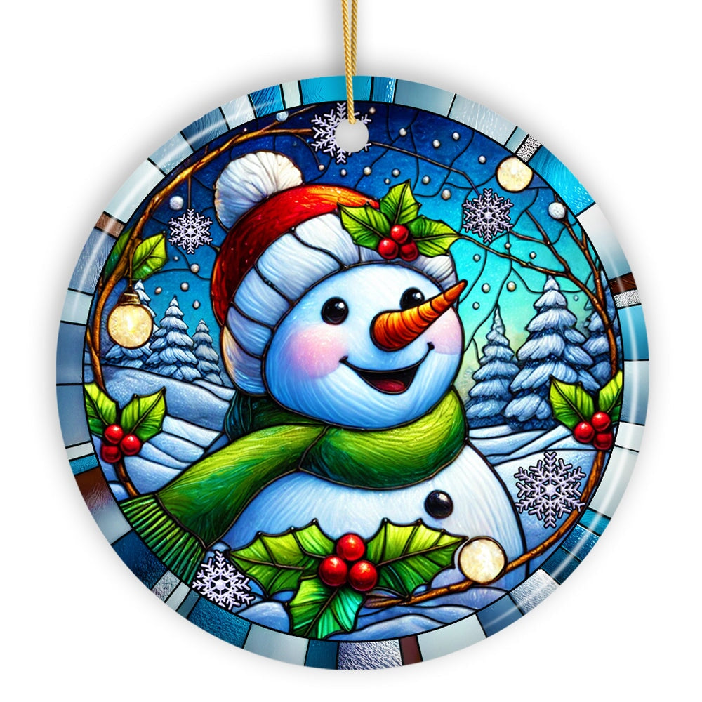 Joyful Winter Snowman Ornament, Playful Frosty Figure for Festive Holiday Decor Ceramic Ornament OrnamentallyYou 