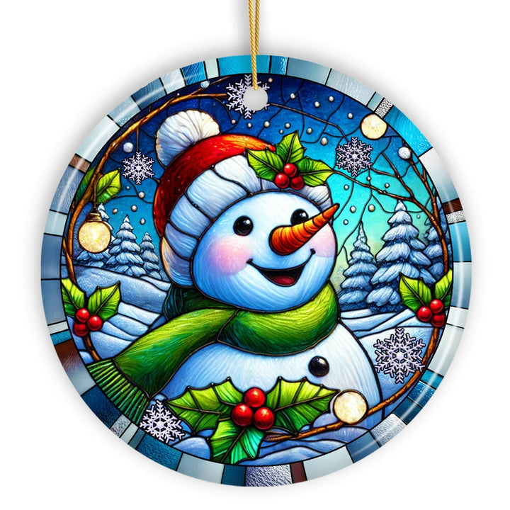 Joyful Winter Snowman Ornament, Playful Frosty Figure for Festive Holiday Decor Ceramic Ornament OrnamentallyYou 