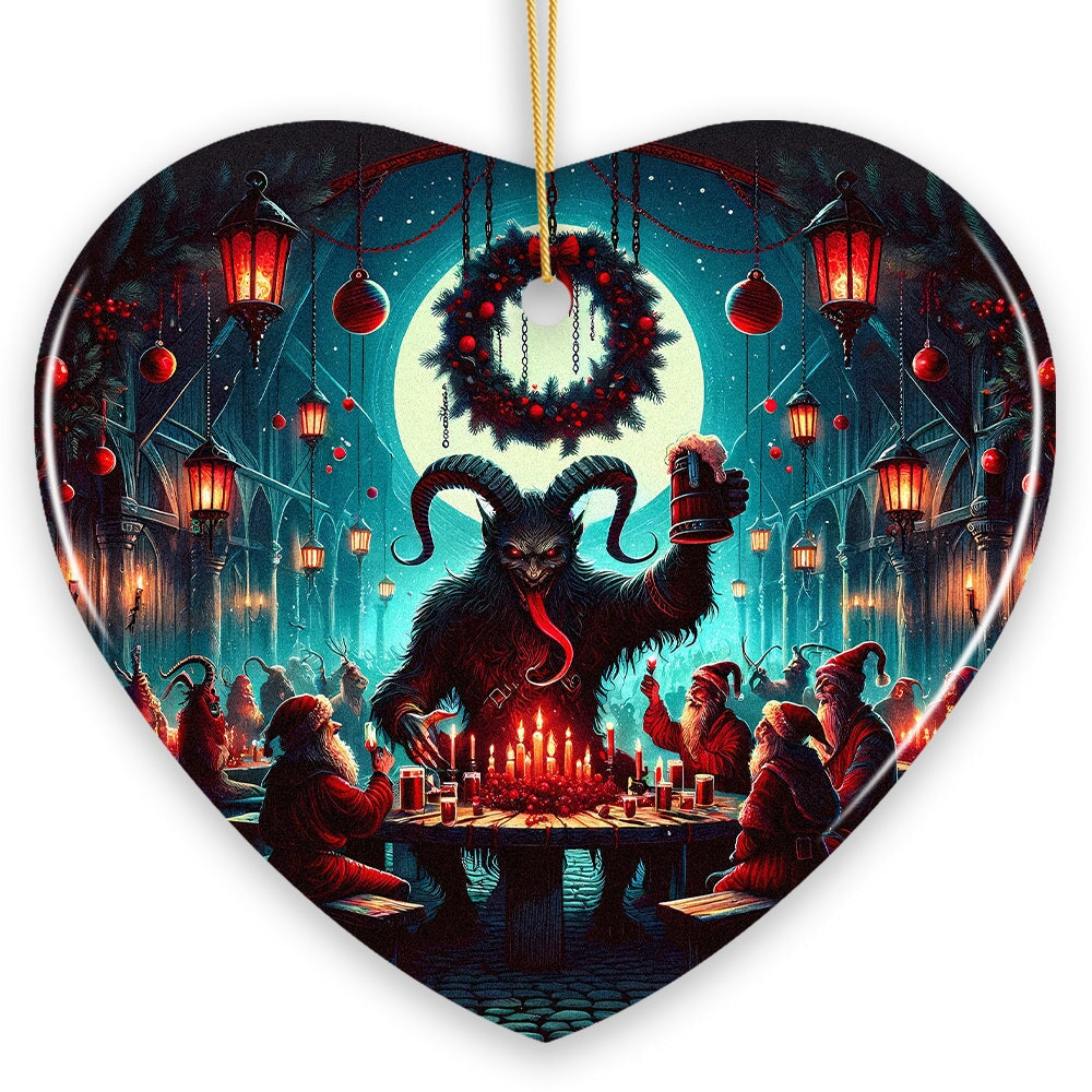 Krampus’s Unholy Revelry Ornament, Dark Folklore Celebration and Spooky Decor Ceramic Ornament OrnamentallyYou 