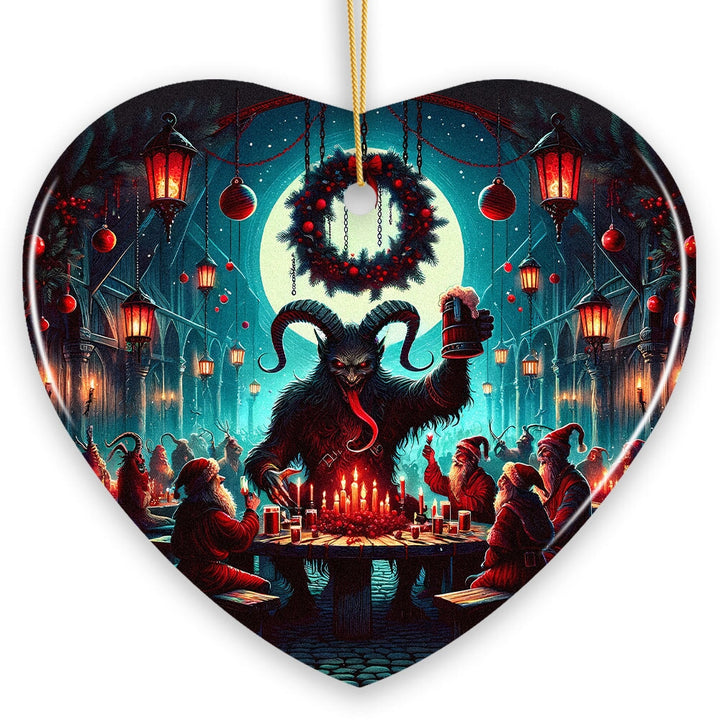 Krampus’s Unholy Revelry Ornament, Dark Folklore Celebration and Spooky Decor Ceramic Ornament OrnamentallyYou 