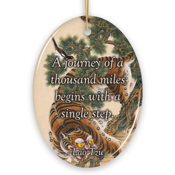 Lao Tzu Inspirational Journey Quote Ceramic Ornament, Enlightening Gift And Decor Ceramic Ornament OrnamentallyYou 