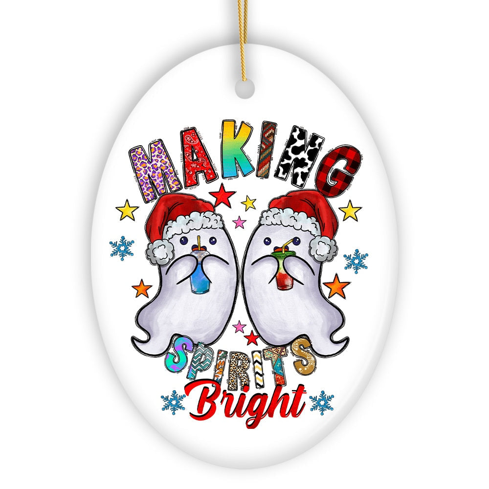 Making Spirits Bright Cute Ghost Duet Christmas Ornament, Ceramic Tree Decoration Ceramic Ornament OrnamentallyYou 