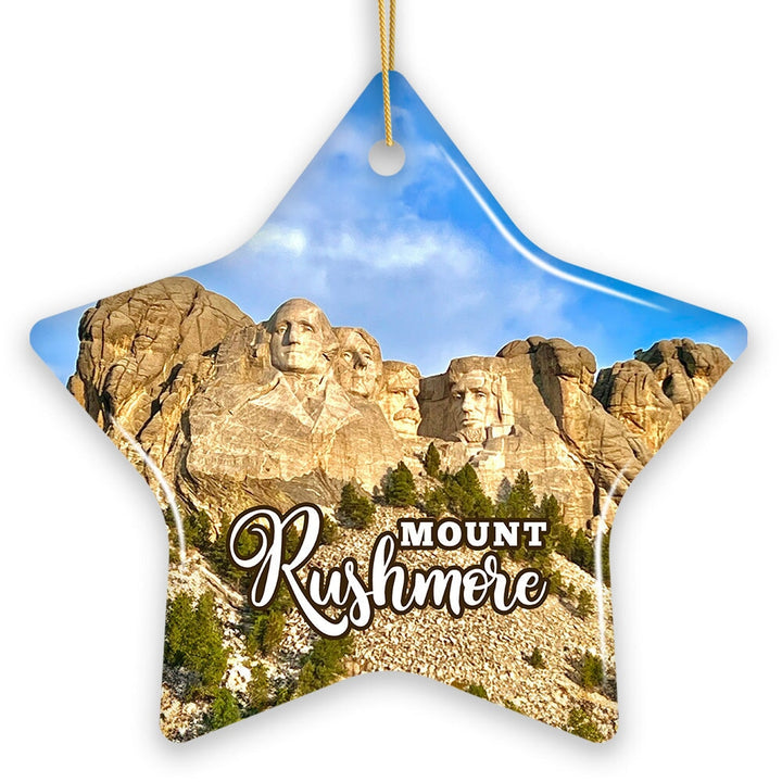 Mount Rushmore National Memorial Scenic Ceramic Ornament, South Dakota Souvenir Christmas Decoration Ceramic Ornament OrnamentallyYou 