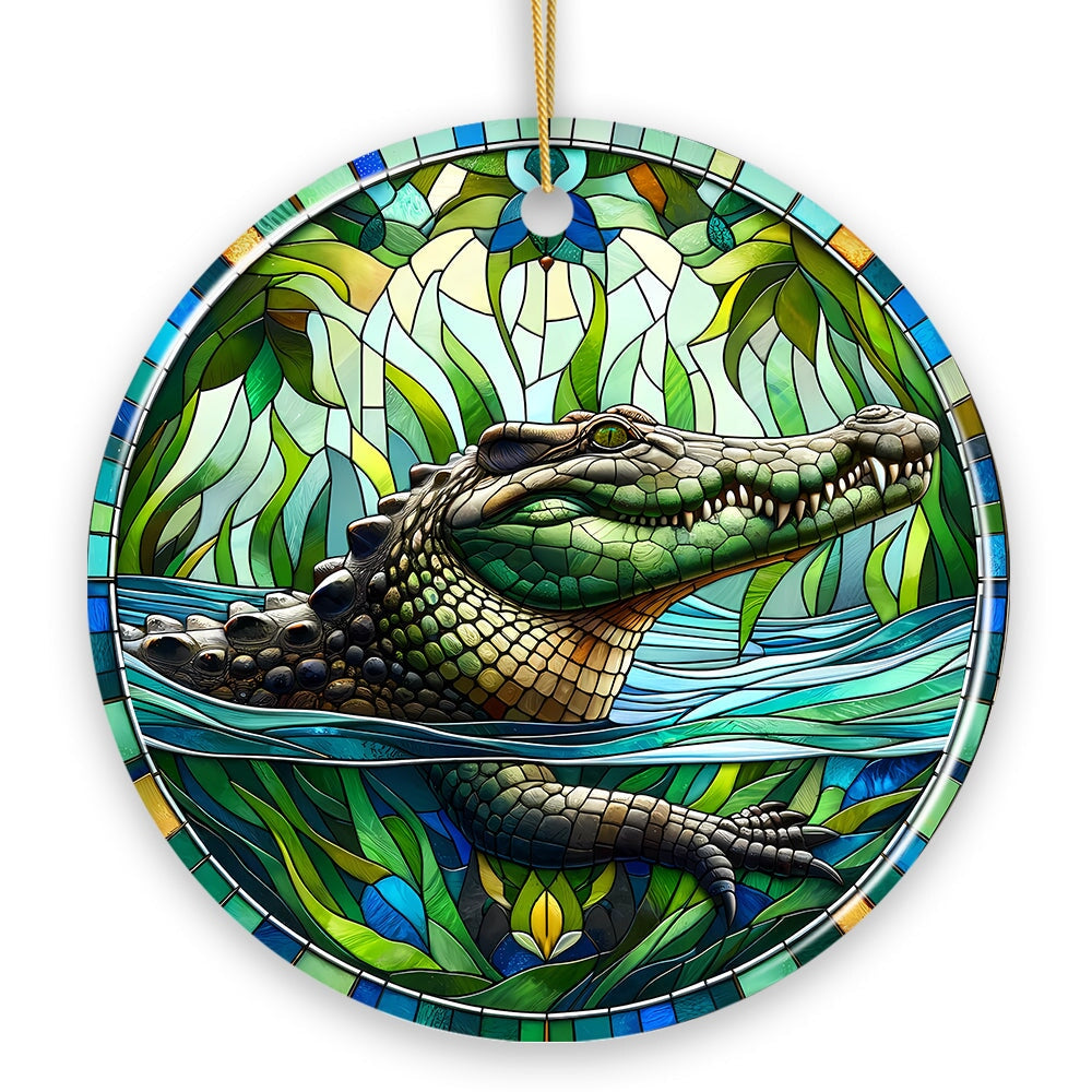 Nile Crocodile Stained Glass Style Ceramic Ornament, African Animals Christmas Gift and Decor Ceramic Ornament OrnamentallyYou 