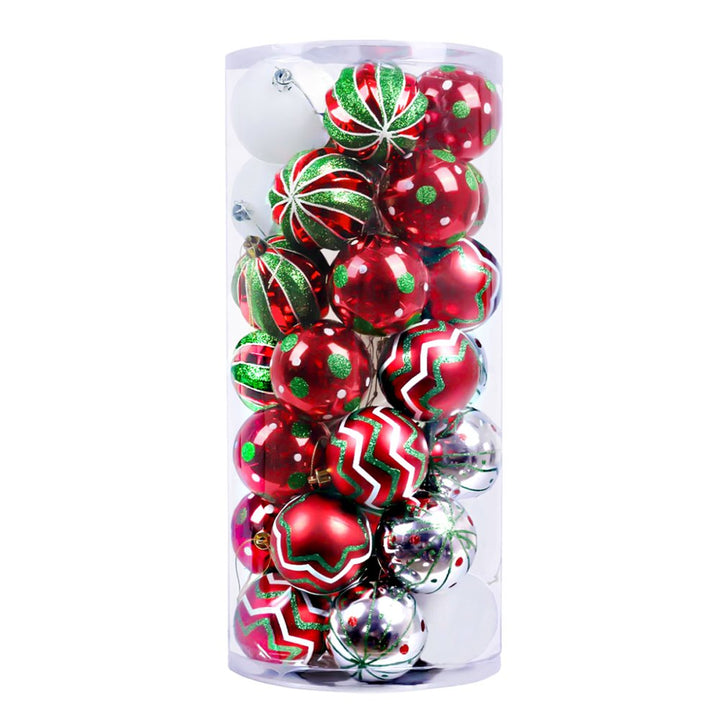 Playfully Patterned Christmas Ornament Bauble Set, 35 Round Holiday Balls Ornament Bundle OrnamentallyYou 