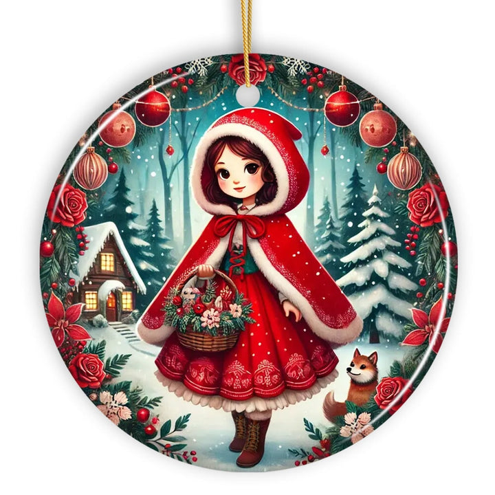 Red Riding Hood Christmas Ornament, Beautiful Fairytale Princess Christmas Gift and Decor Ceramic Ornament OrnamentallyYou 