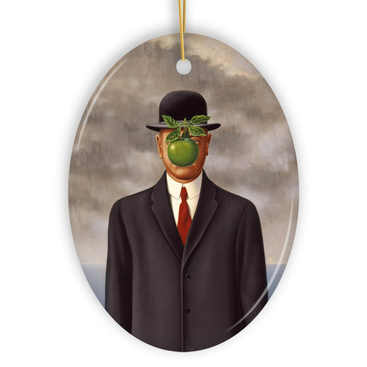 René Magritte The Son of Man Ornament, Vintage Surrealism Painting Christmas Decor Ceramic Ornament OrnamentallyYou 