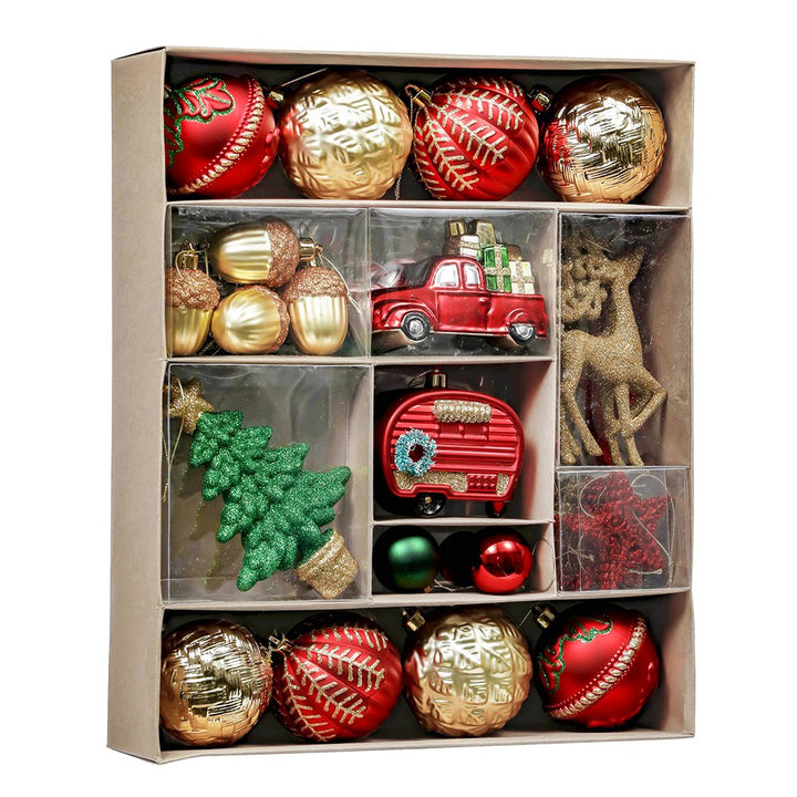 Vogue Black and Gold Ornament Set, Stylish Tree Set of 16 Glittery Baubles Ornament Bundle OrnamentallyYou 
