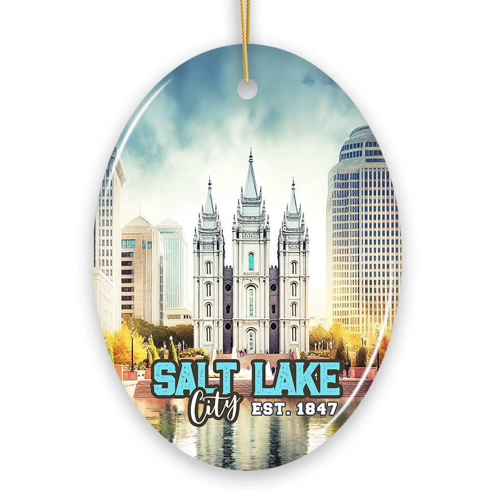 Salt Lake Vintage Ceramic Ornament, Utah Temple Souvenir Christmas Decoration Ceramic Ornament OrnamentallyYou 