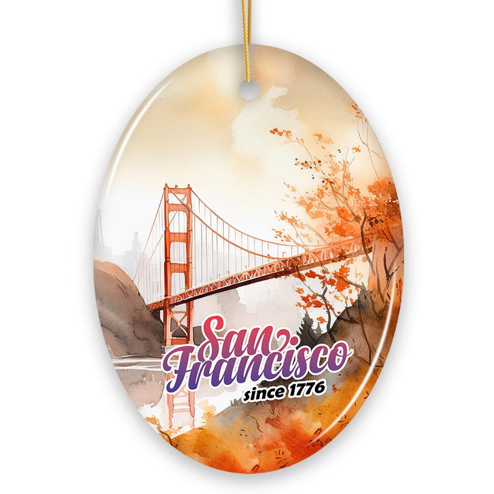 San Francisco Golden Gate Bridge Art Ornament, Travel Souvenir Gift Ceramic Ornament OrnamentallyYou 