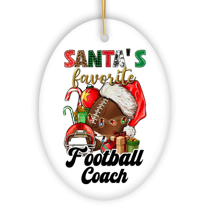 Santa's Favorite Football Coach Ornament, Festive Sports Gift and Decor for the Holiday Season Ceramic Ornament OrnamentallyYou 