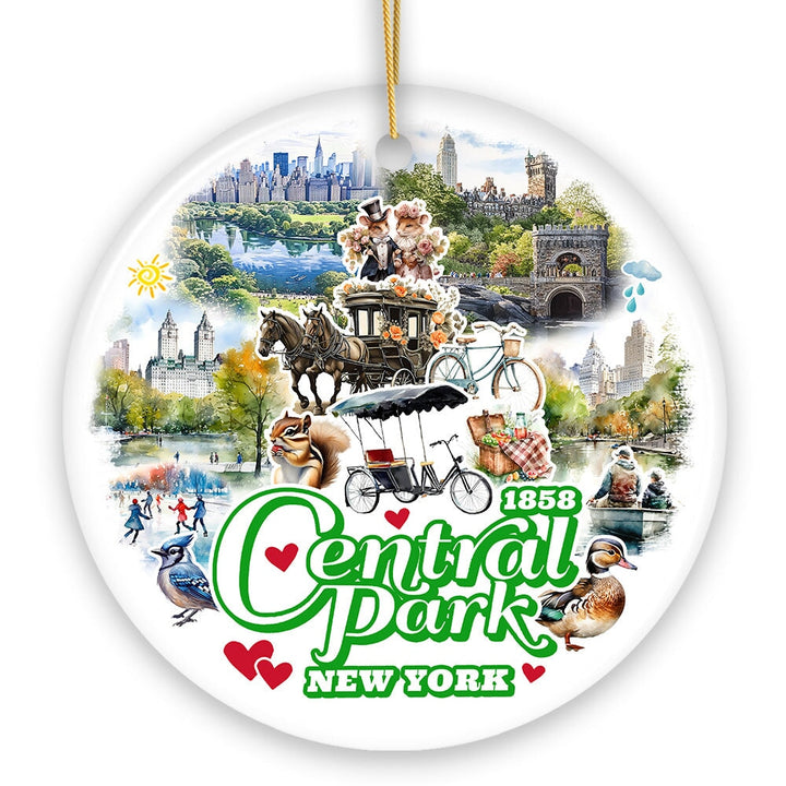 Serene Central Park New York Landmarks Ornament, American Urban Oasis Heritage Gift and Travel Souvenir Ceramic Ornament OrnamentallyYou 