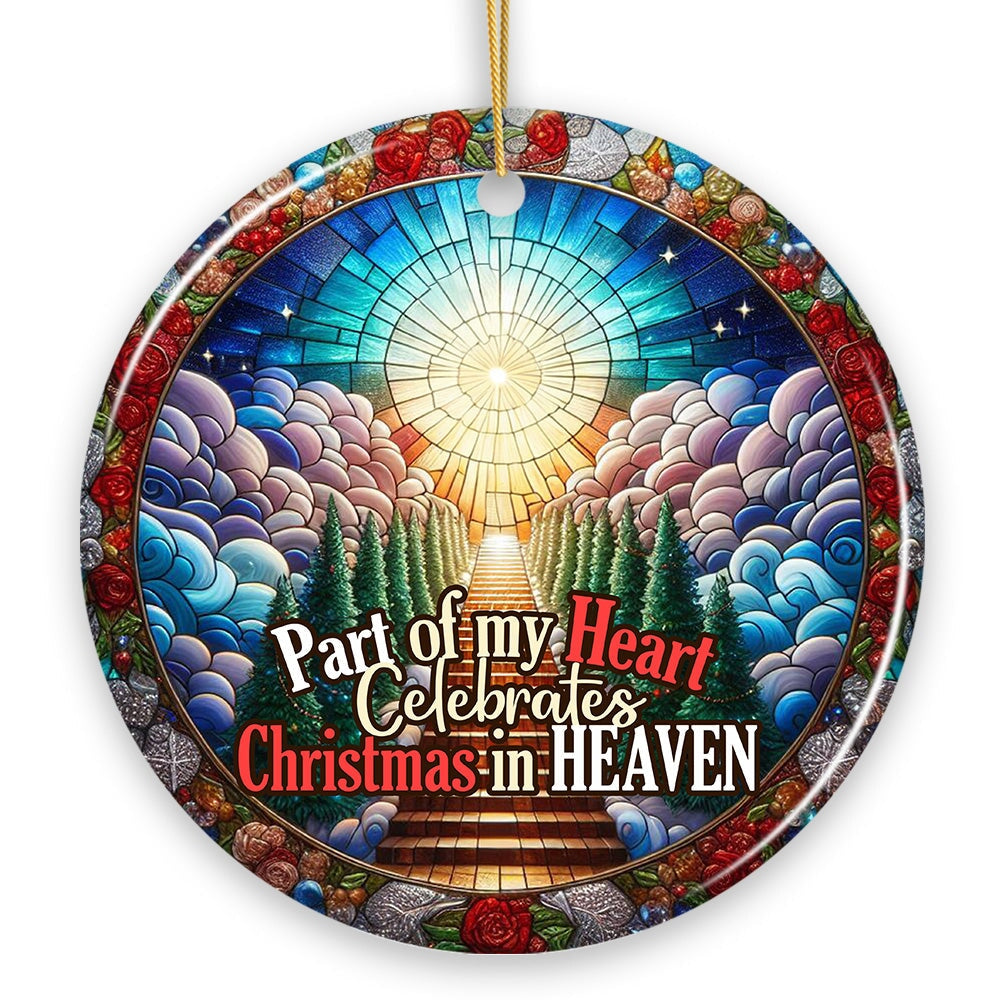 Stairway to Heaven Stained Glass Ornament, Christmas in Heaven Memorial Gift Ceramic Ornament OrnamentallyYou 