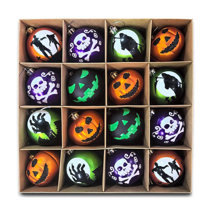 The Face of Spooky Horror 16 Piece Ornament Shatterproof Bundle Set, Halloween Pumpkin, Zombie, and Goblin Ornament Bundle OrnamentallyYou 