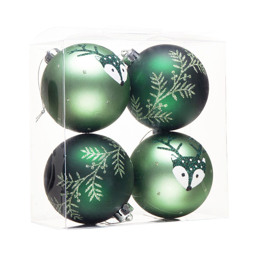 Unique Spruce Leaf and Woodland Deer Bauble Set