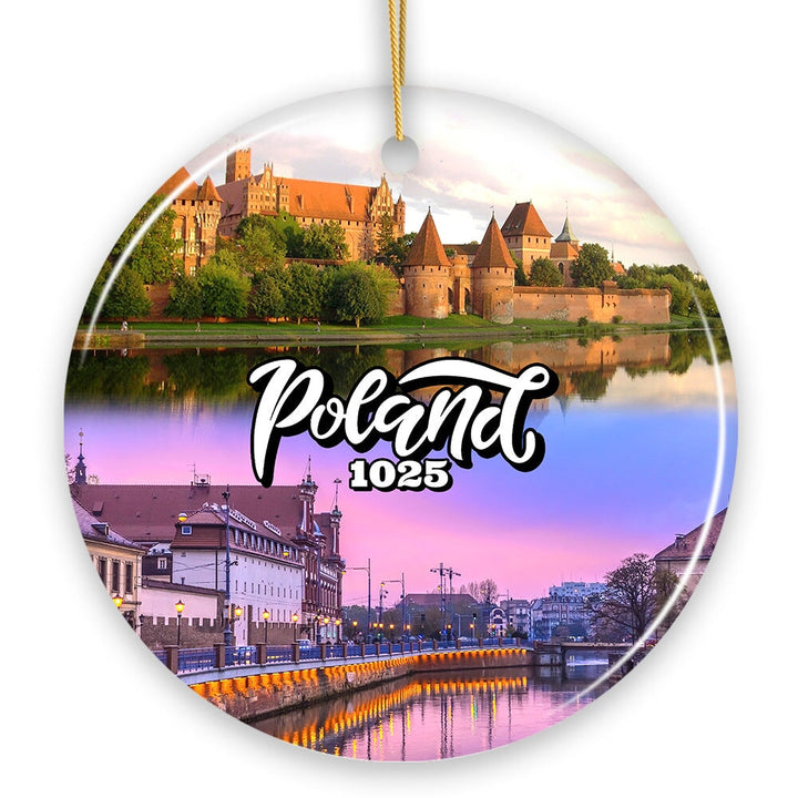 Vibrant Poland Cultural Heritage Ornament, Eastern European Landmarks Christmas Gift and Warsaw Souvenir Ceramic Ornament OrnamentallyYou 