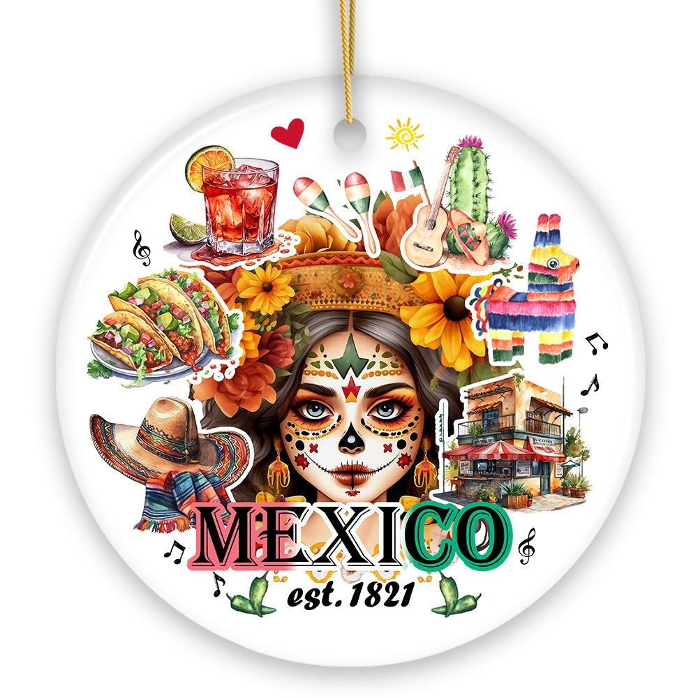 Vibrantly Colorful and Cultural Mexican Traditional Christmas Ornament, Mexicano Gift and Souvenir Ceramic Ornament OrnamentallyYou 
