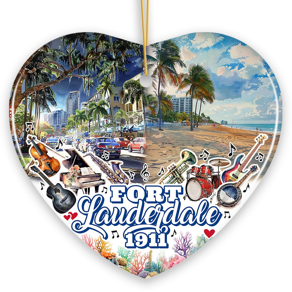 Vibrantly Tropical Fort Lauderdale Ornament, Cultural and Lively Florida Beach Christmas Gift Ceramic Ornament OrnamentallyYou 