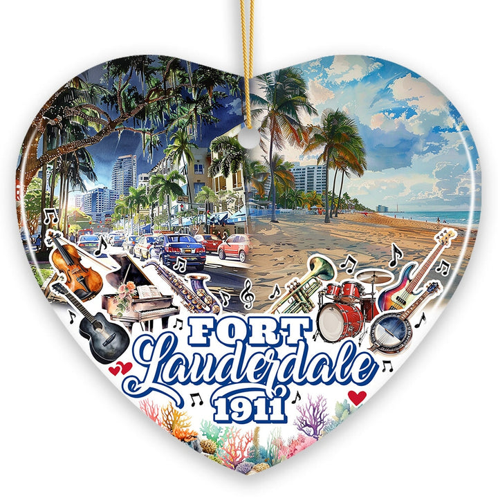 Vibrantly Tropical Fort Lauderdale Ornament, Cultural and Lively Florida Beach Christmas Gift Ceramic Ornament OrnamentallyYou 