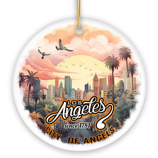 Vintage Los Angeles Paradise City of Angels Ornament, Ceramic California Vacation Souvenir Ceramic Ornament OrnamentallyYou 