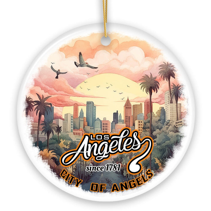 Vintage Los Angeles Paradise City of Angels Ornament, Ceramic California Vacation Souvenir Ceramic Ornament OrnamentallyYou 