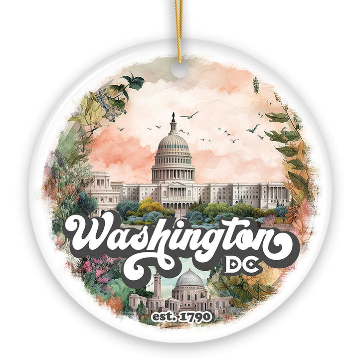 Washington DC Vintage Capitol Building Ornament, United States Capital Gift Souvenir Ceramic Ornament OrnamentallyYou 