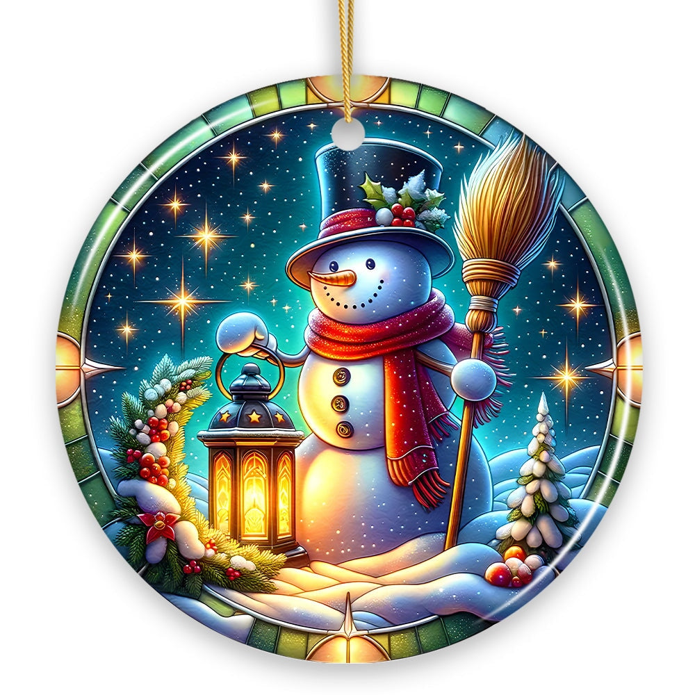 Winter Wanderer Snowman Ornament, Holiday Gift and Christmas Decor Ceramic Ornament OrnamentallyYou 