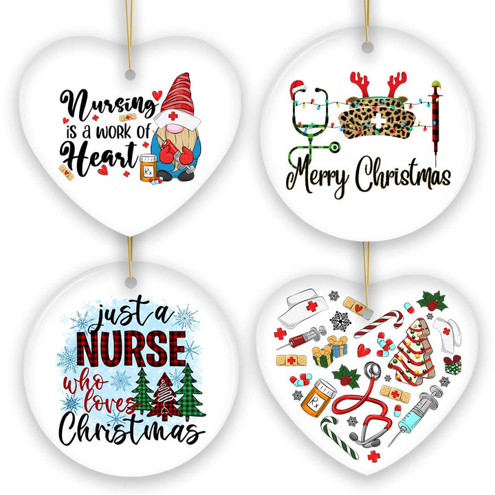 Cute Christmas Ornament Nursing Set, Bundle of Four Nurse Themed Gifts Ornament Bundle OrnamentallyYou 