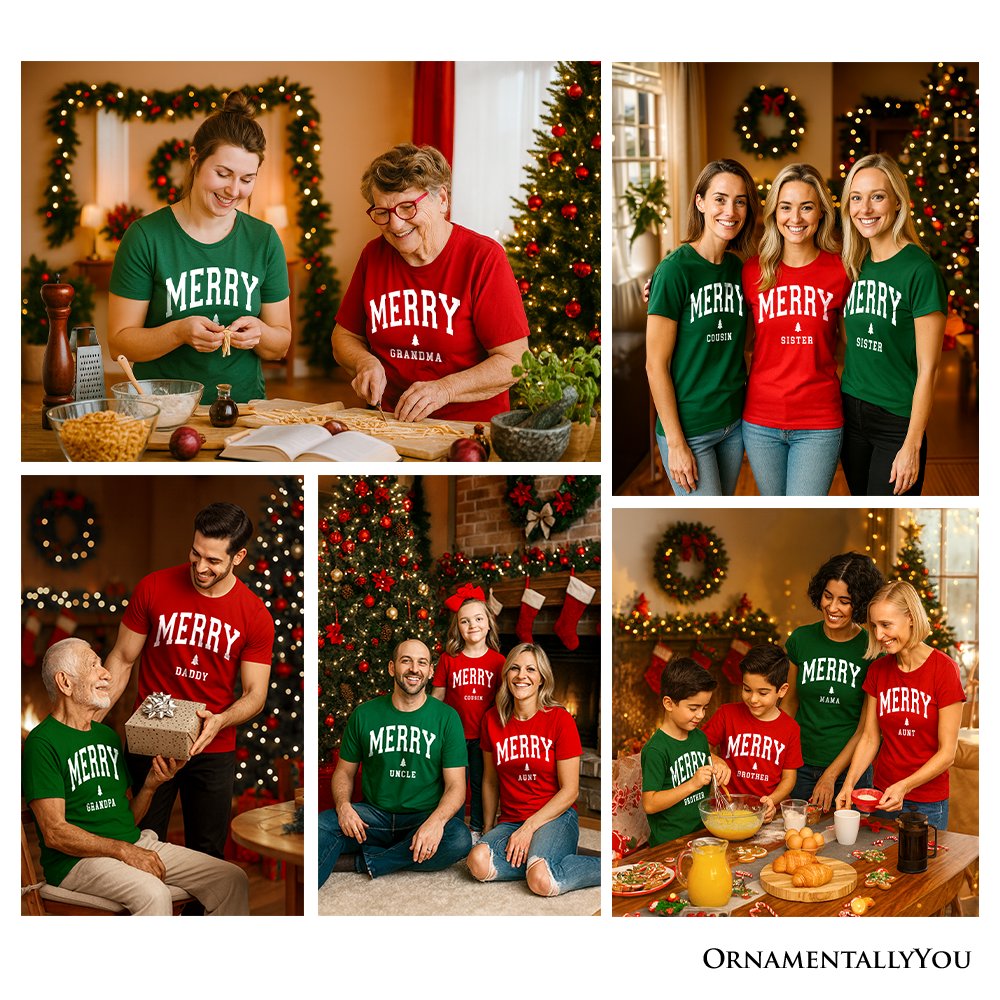 Merry Mama Retro Christmas T-Shirt, Matching Family Holiday Tee T-Shirts OrnamentallyYou 